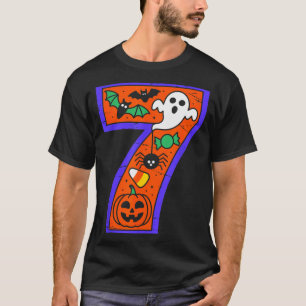 Halloween Number 7 Birthday Pumpkin Ghost Sder Can T-Shirt