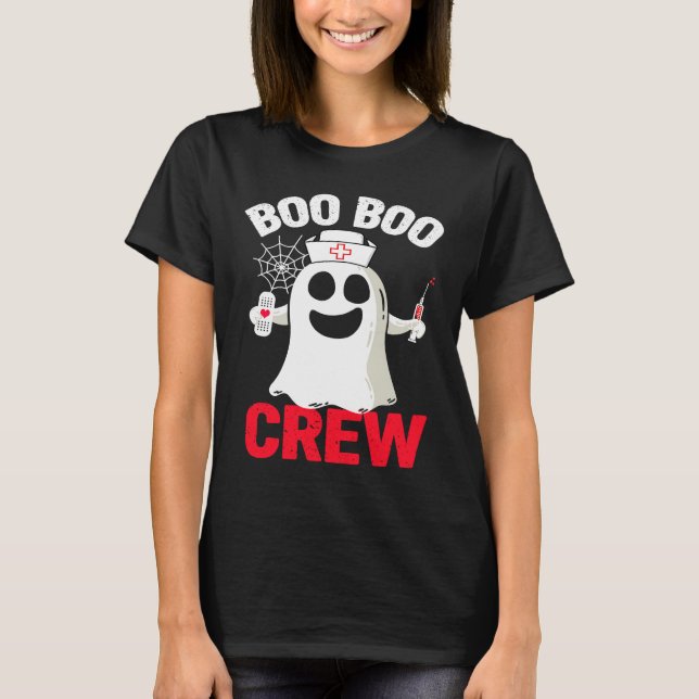 Halloween Nurse Boo Costume Men Boo Boo Crew Nurse T-Shirt (Front)