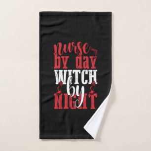 Halloween Nurse By Day Witch By Night Hand Towel
