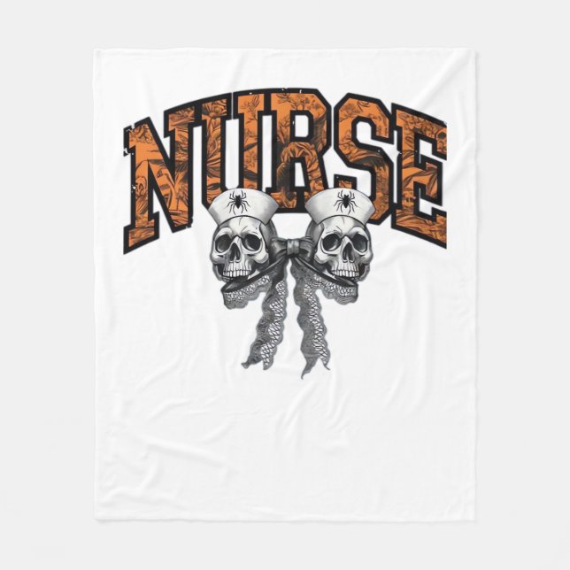 Halloween Nurse Coquette Bow Classic T-Shirt Fleece Blanket (Front)