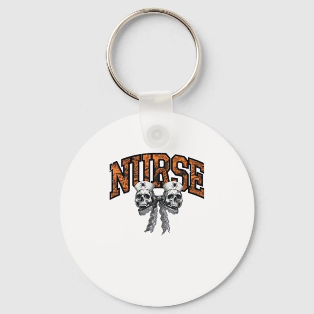 Halloween Nurse Coquette Bow Classic T-Shirt Keychain (Front)