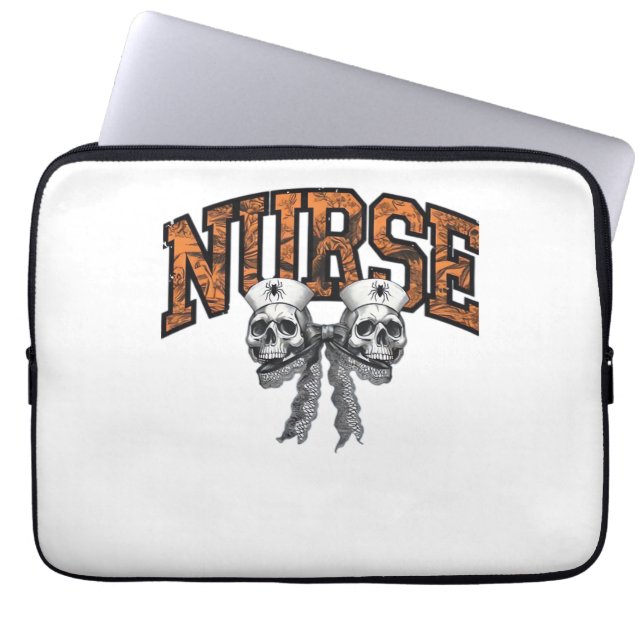 Halloween Nurse Coquette Bow Classic T-Shirt Laptop Sleeve (Front)