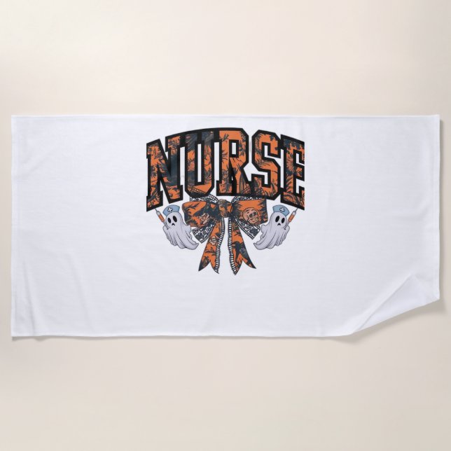 Halloween Nurse Coquette Bow Fall Classic T-Shirt Beach Towel (Front)