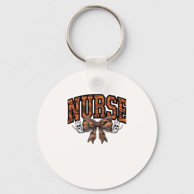 Halloween Nurse Coquette Bow Spooky Classic T-Shir Keychain (Front)