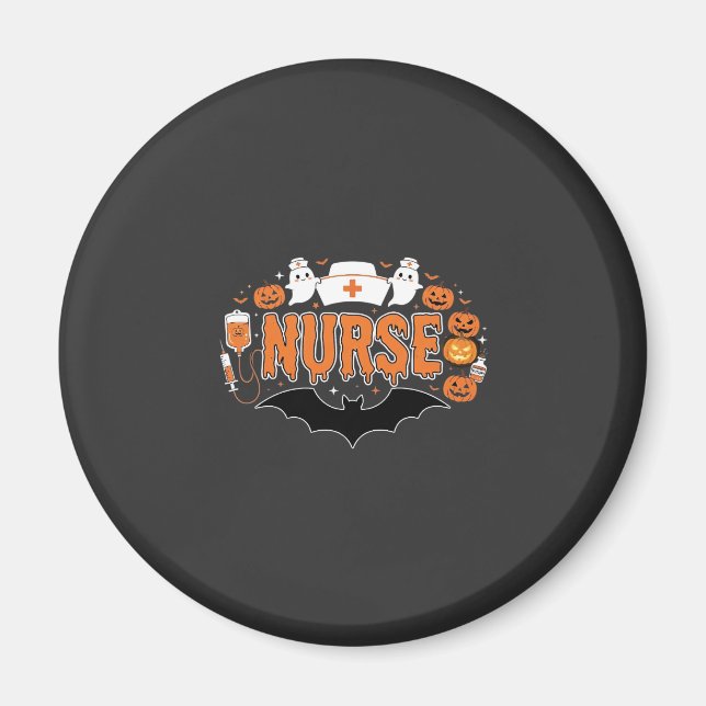 Halloween Nurse Dripping Pumpkin Ghost Vector Desi Magnet (Front)