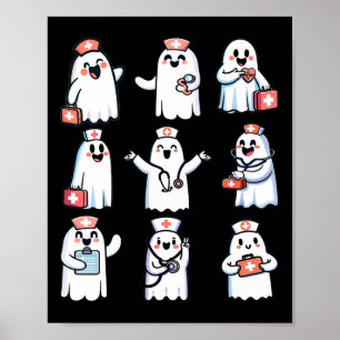 Halloween Nurse Funny Ghost Boo Crew Nurse Poster