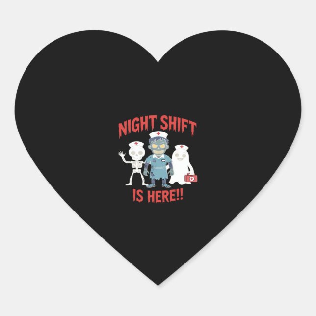 Halloween Nurse Funny Ghost Skeleton Zombie Essent Heart Sticker (Front)