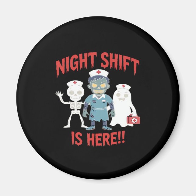 Halloween Nurse Funny Ghost Skeleton Zombie Essent Magnet (Front)