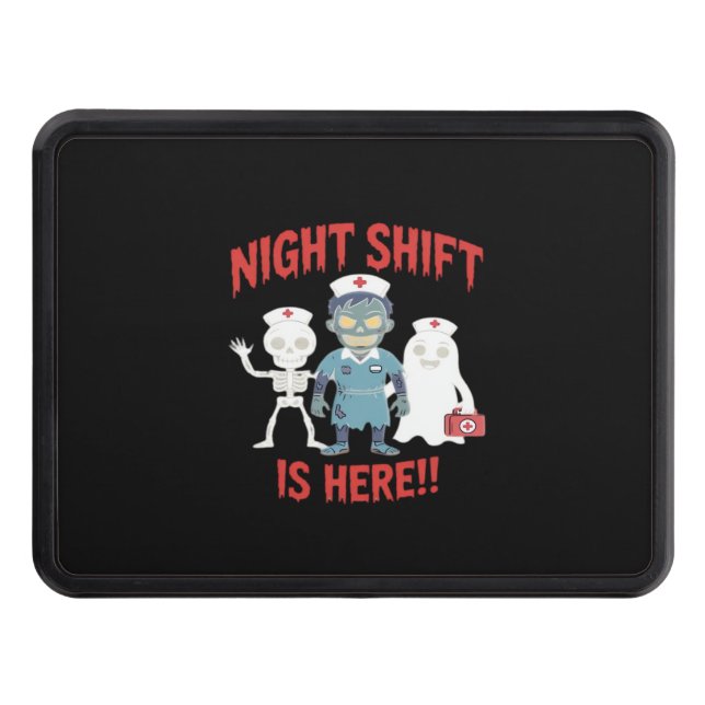 Halloween Nurse Funny Ghost Skeleton Zombie Essent Trailer Hitch Cover (Front)