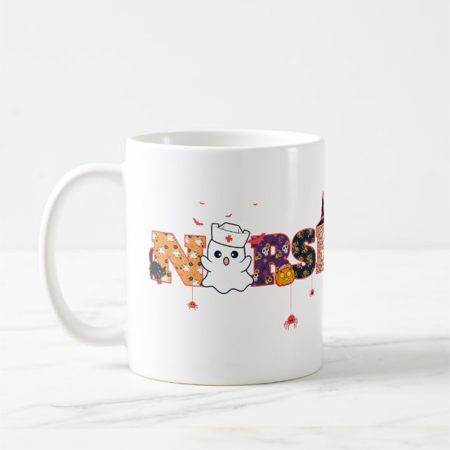 Halloween Nurse Ghost Coffee Mug (Left)