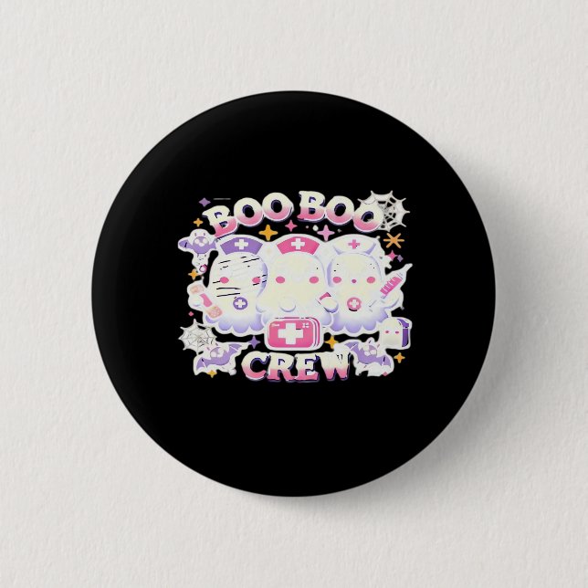 Halloween Nurse Ghost Squad Boo Boo Crew Funny Spo 2 Inch Round Button (Front)