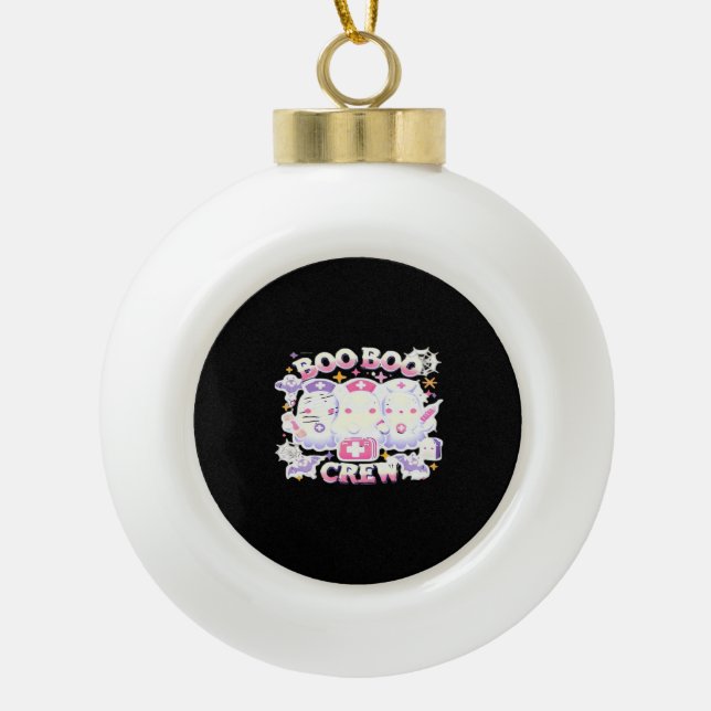 Halloween Nurse Ghost Squad Boo Boo Crew Funny Spo Ceramic Ball Christmas Ornament (Front)