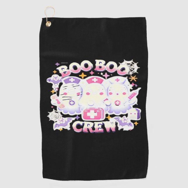 Halloween Nurse Ghost Squad Boo Boo Crew Funny Spo Golf Towel (Front)
