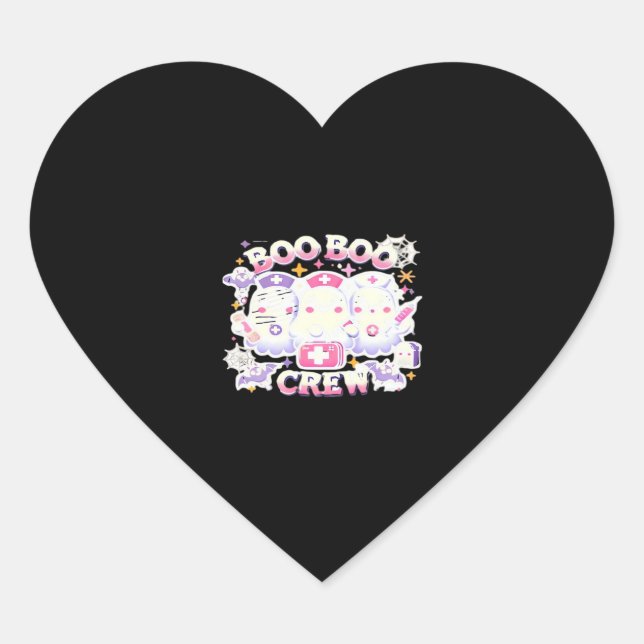 Halloween Nurse Ghost Squad Boo Boo Crew Funny Spo Heart Sticker (Front)