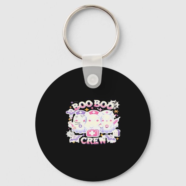 Halloween Nurse Ghost Squad Boo Boo Crew Funny Spo Keychain (Front)