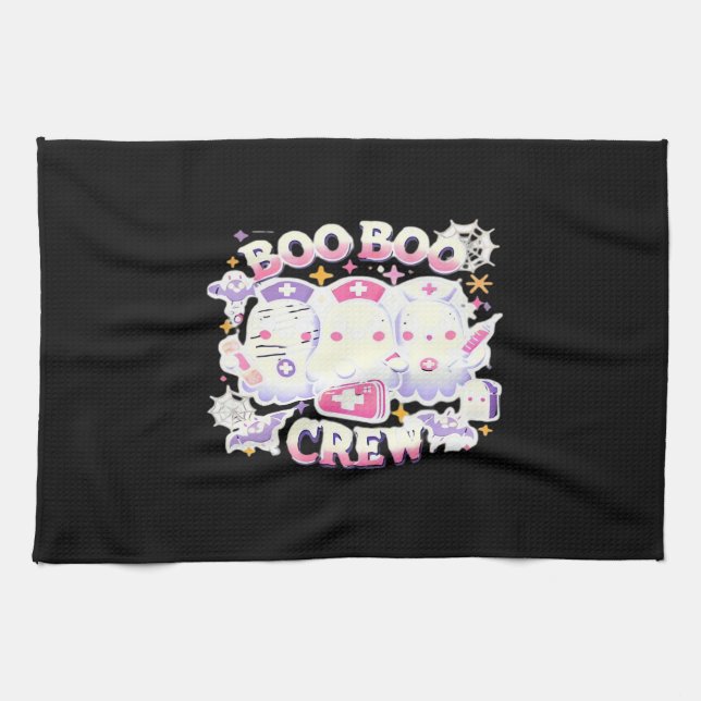 Halloween Nurse Ghost Squad Boo Boo Crew Funny Spo Kitchen Towel (Horizontal)