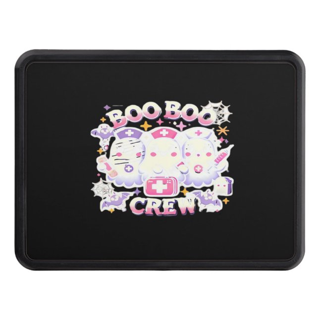 Halloween Nurse Ghost Squad Boo Boo Crew Funny Spo Trailer Hitch Cover (Front)