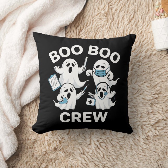 Halloween Nurse Gift Boo Boo Crew Nurse Throw Pillow (Blanket)