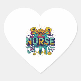 HALLOWEEN NURSE  HEART STICKER