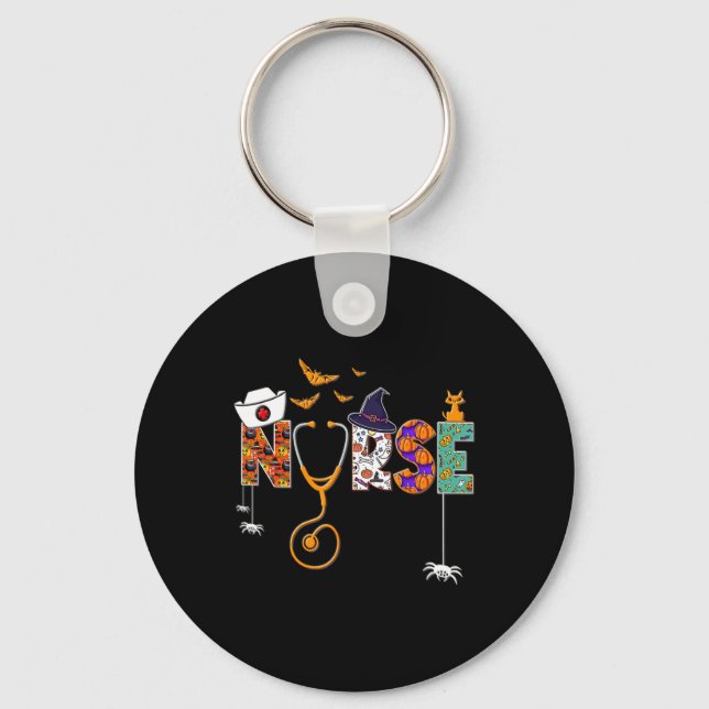 Halloween Nurse Nursing Cute Health Worker Pattern Keychain (Front)