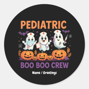 Halloween Nurse Pediatric Boo Boo Crew Funny Spook Classic Round Sticker