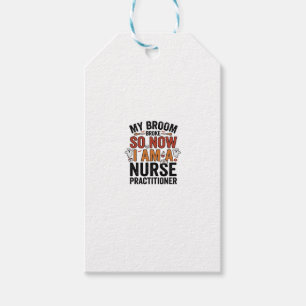 Halloween Nurse Practitioner Broom Broke Vintage D Gift Tags