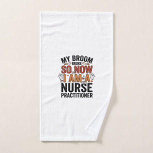 Halloween Nurse Practitioner Broom Broke Vintage D Hand Towel
