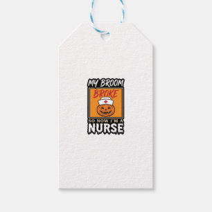 Halloween Nurse Pumpkin Broom Broke Vintage Shirt Gift Tags