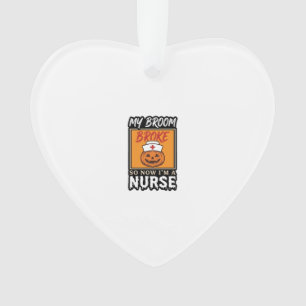 Halloween Nurse Pumpkin Broom Broke Vintage Shirt Ornament
