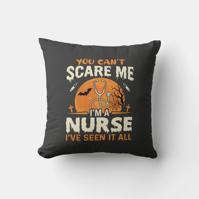 Halloween Nurse Scare Me Throw Pillow (Front)