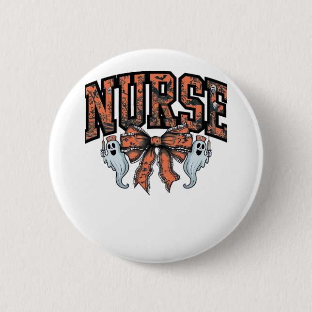 Halloween Nurse Scary Coquette Bow Classic T-Shirt 2 Inch Round Button (Front)