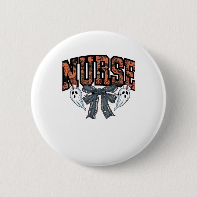 Halloween Nurse Scary Coquette Bow Classic T-Shirt 2 Inch Round Button (Front)