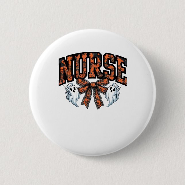 Halloween Nurse Scary Coquette Bow Classic T-Shirt 2 Inch Round Button (Front)
