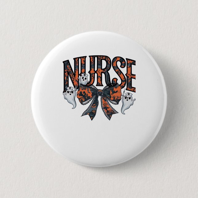 Halloween Nurse Scary Coquette Bow Classic T-Shirt 2 Inch Round Button (Front)