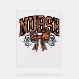 Halloween Nurse Scary Coquette Bow Classic T-Shirt Acrylic Sign