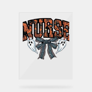 Halloween Nurse Scary Coquette Bow Classic T-Shirt Acrylic Sign