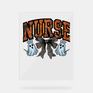 Halloween Nurse Scary Coquette Bow Classic T-Shirt Acrylic Sign