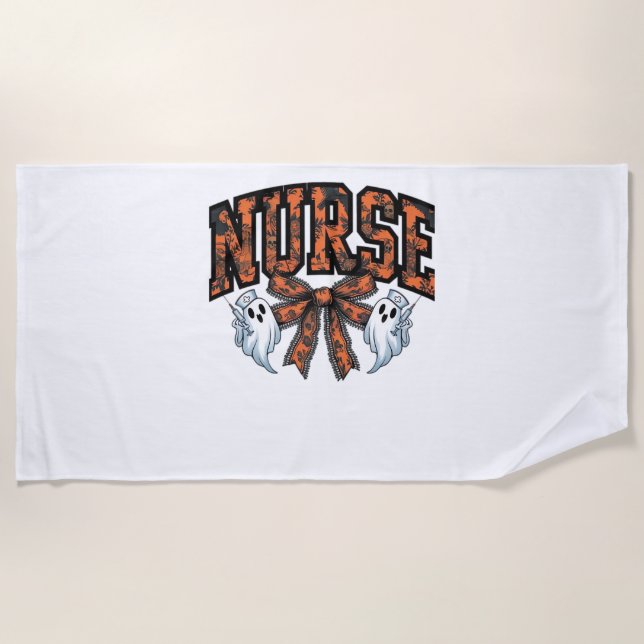 Halloween Nurse Scary Coquette Bow Classic T-Shirt Beach Towel (Front)