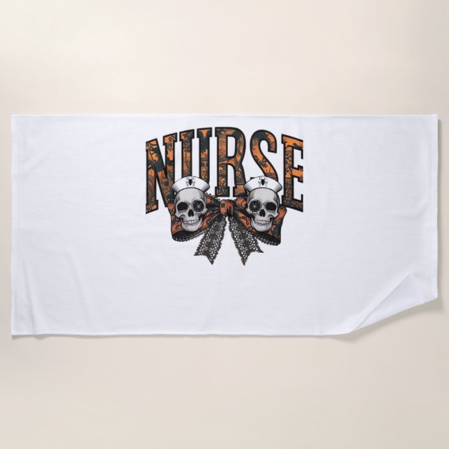 Halloween Nurse Scary Coquette Bow Classic T-Shirt Beach Towel (Front)