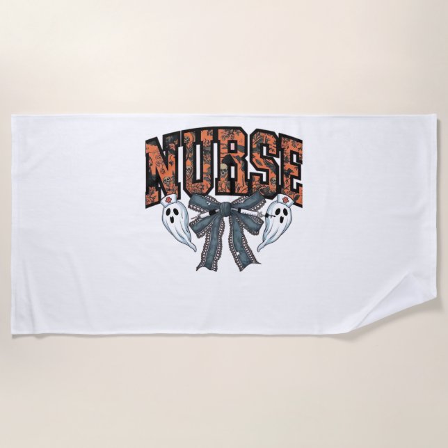 Halloween Nurse Scary Coquette Bow Classic T-Shirt Beach Towel (Front)