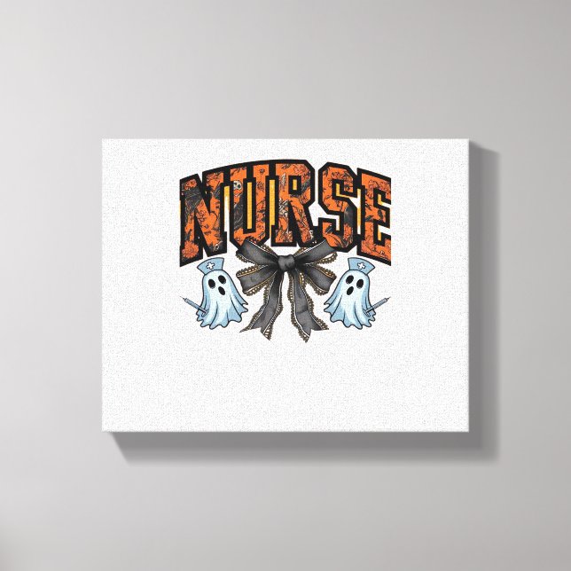 Halloween Nurse Scary Coquette Bow Classic T-Shirt Canvas Print (Front)