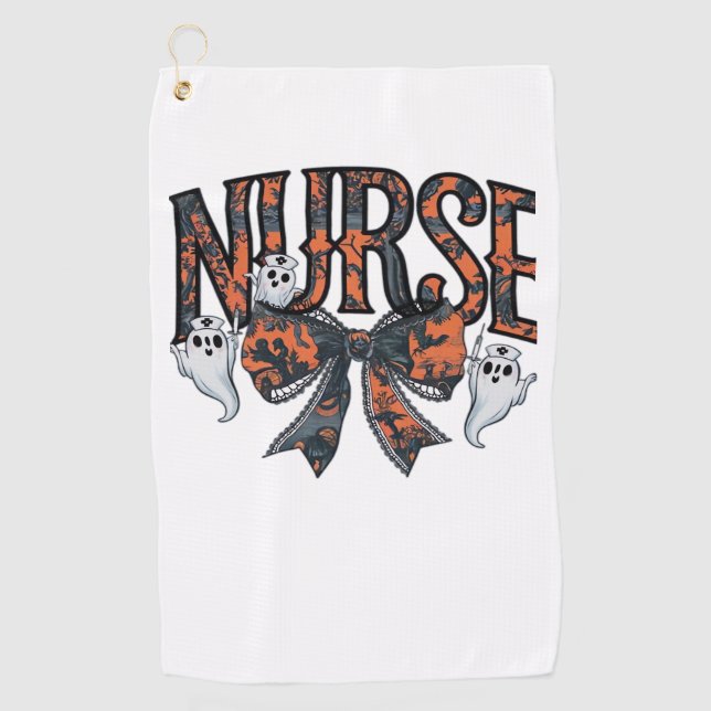 Halloween Nurse Scary Coquette Bow Classic T-Shirt Golf Towel (Front)