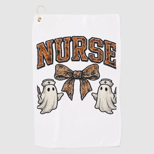 Halloween Nurse Scary Coquette Bow Classic T-Shirt Golf Towel (Front)