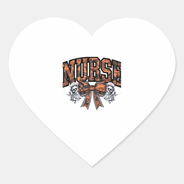 Halloween Nurse Scary Coquette Bow Classic T-Shirt Heart Sticker (Front)