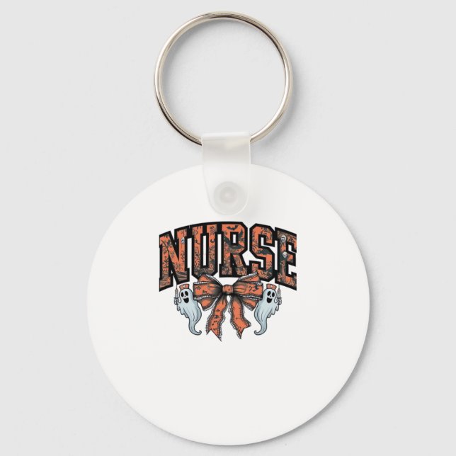 Halloween Nurse Scary Coquette Bow Classic T-Shirt Keychain (Front)