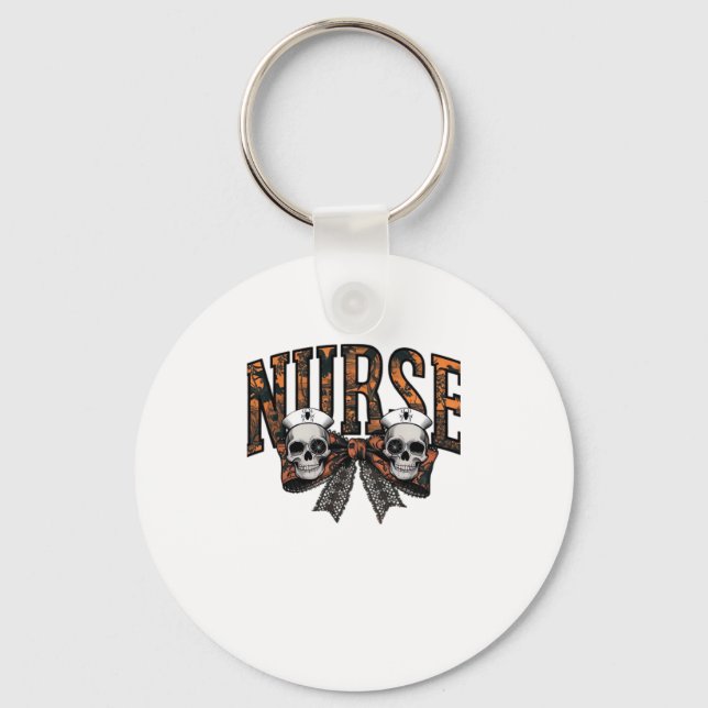 Halloween Nurse Scary Coquette Bow Classic T-Shirt Keychain (Front)