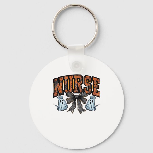 Halloween Nurse Scary Coquette Bow Classic T-Shirt Keychain (Front)