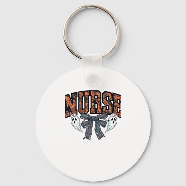 Halloween Nurse Scary Coquette Bow Classic T-Shirt Keychain (Front)