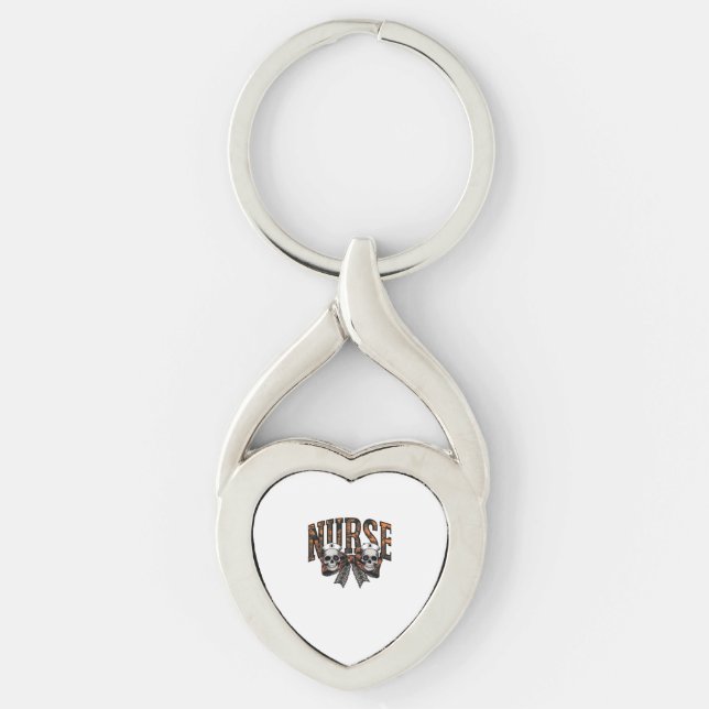 Halloween Nurse Scary Coquette Bow Classic T-Shirt Keychain (Front)