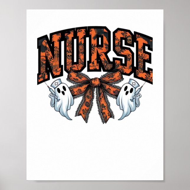 Halloween Nurse Scary Coquette Bow Classic T-Shirt Poster (Front)